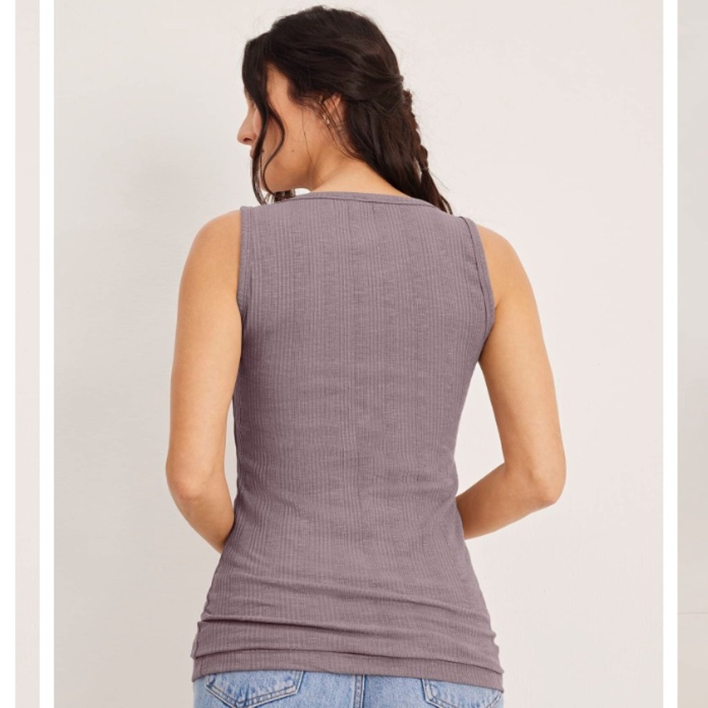 JOCKEY (XL) Stretch Knit Rib Tank, Color 448 Crystal Blue & White Ice blend, NWT - Picture 6 of 8